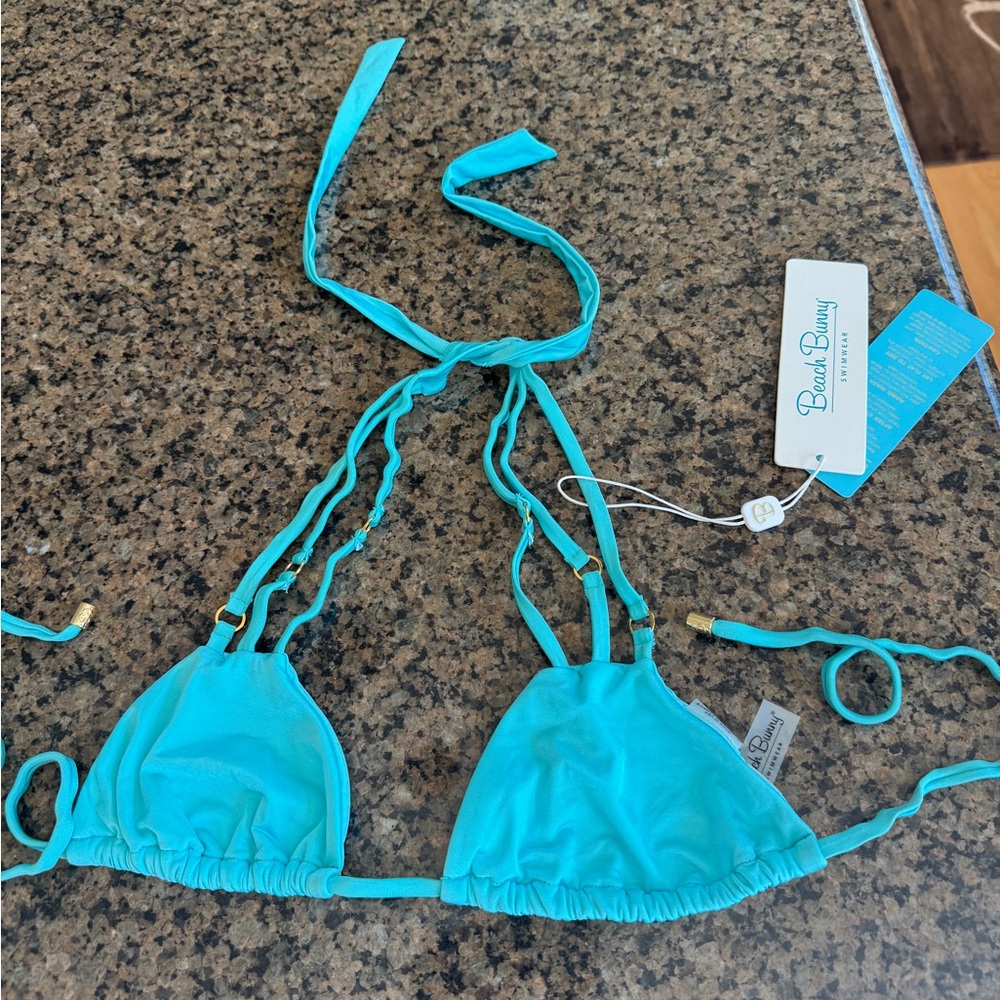 Beach Bunny Rocky Turquoise Bikini swimsuit swimwear Top S
